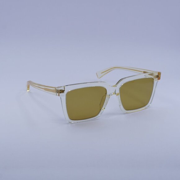 Bottega Veneta BV1254S 004 Sunglasses Light Yellow Square Frame, Nicotine Lenses